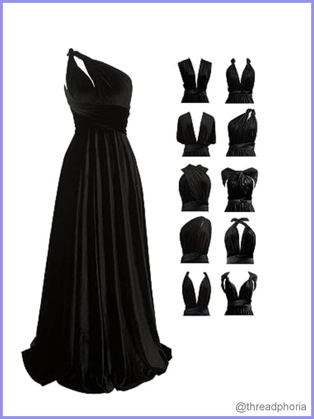 Velvet Multi-Way Wrap Infinity Maxi Dress Convertible Bridesmaid Formal